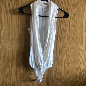 Bebe White Plunging Body Suit